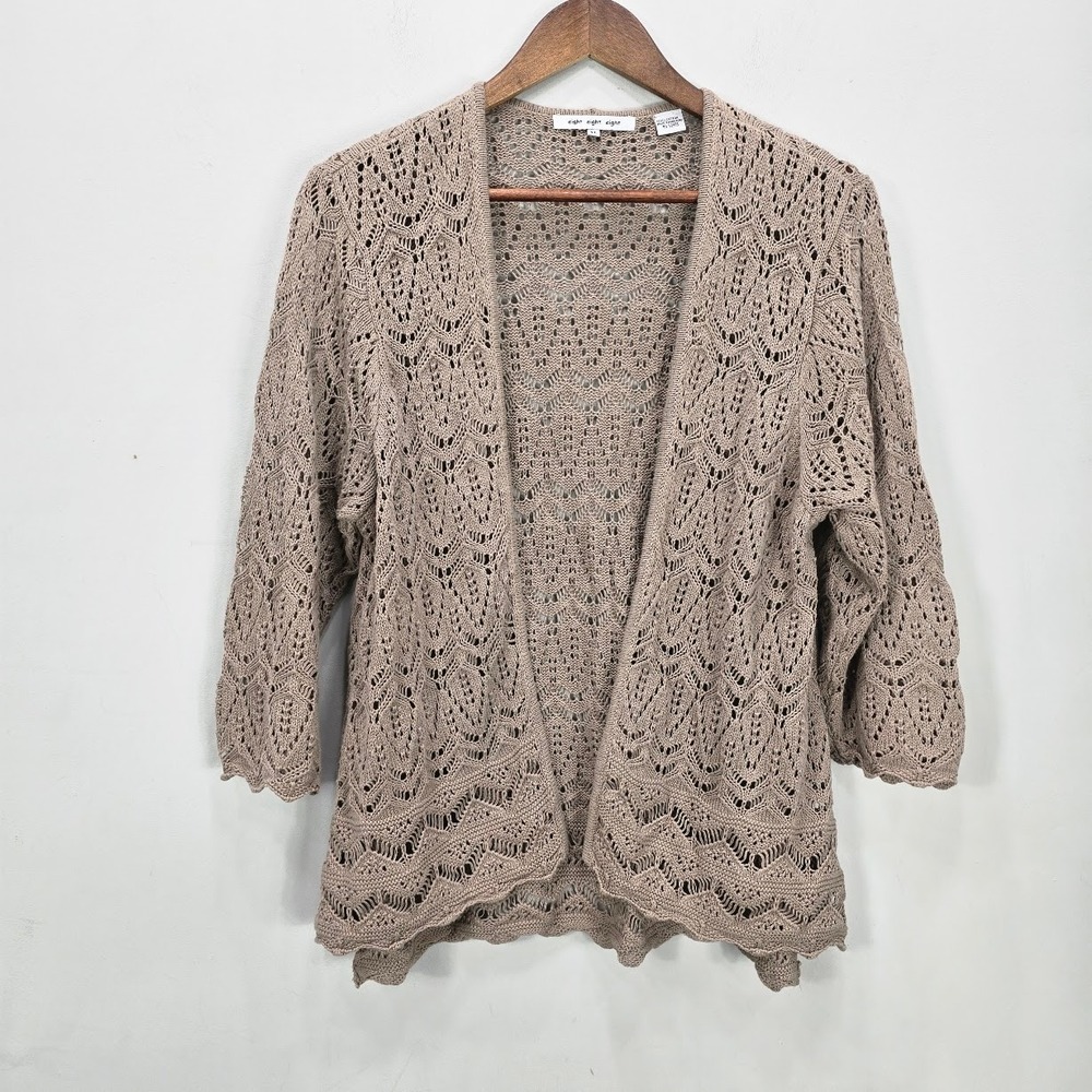 Vintage Y2K 90s Cardigan XL Open Front Boho Grunge Fairy Whimsigoth Scalloped